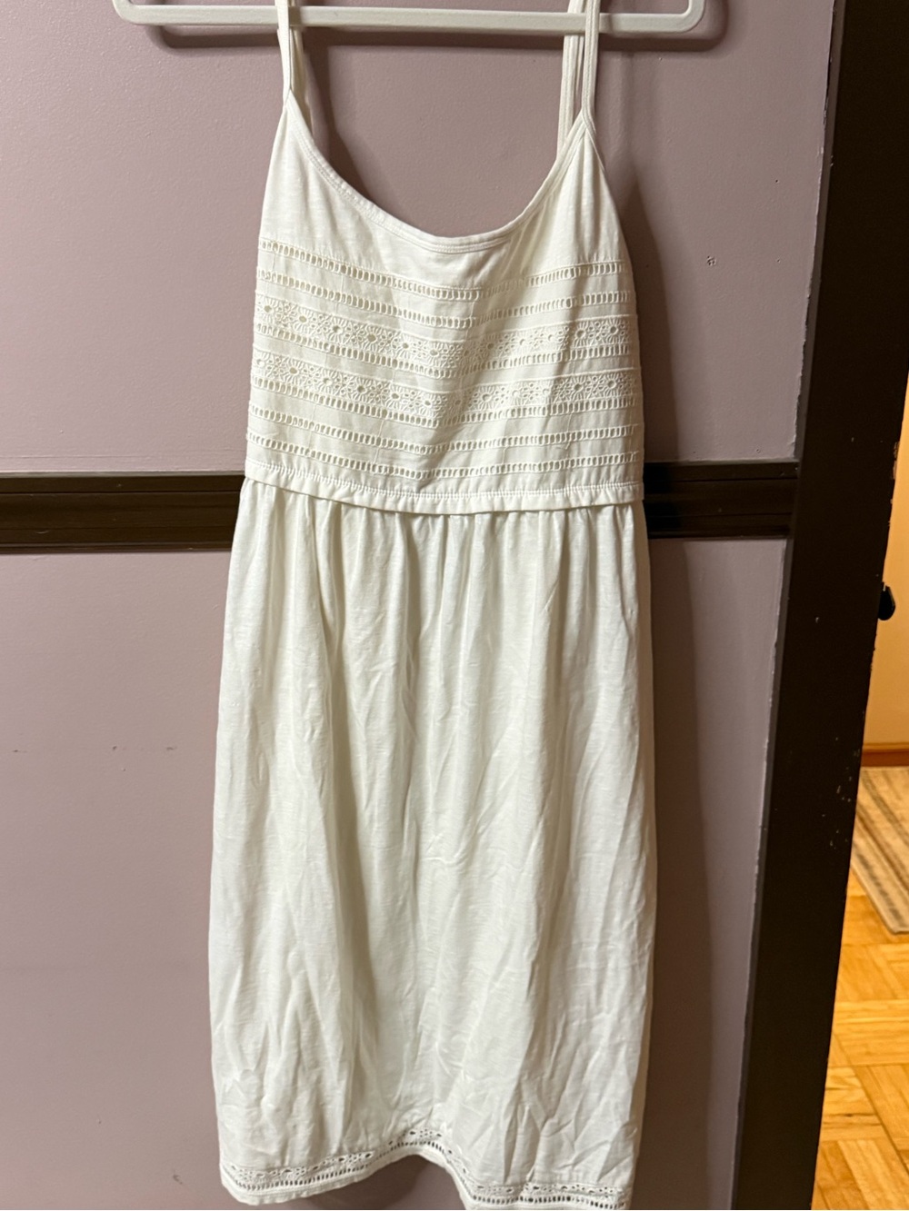NWT Caslon White Crochet-Trim Casual Summer Dress size L